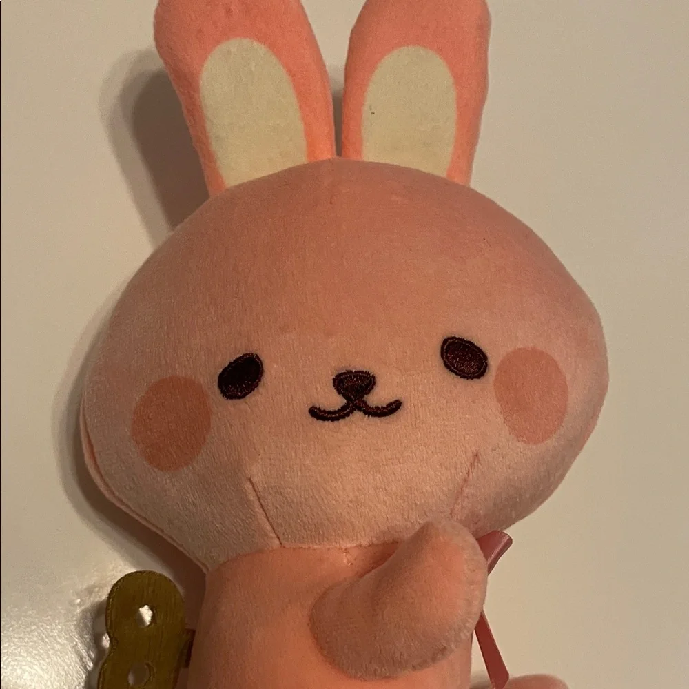 Fukuya Wind Up Doll Mini Plush Peach Bunny Plush Toy Round 1 Exclusive NWT